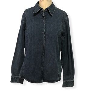 Liz Claiborne Denim Shacket Long Sleeve Button Down Unlined Size L
